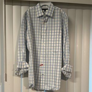 Banana Republic Light Blue and White Plaid Dress Shirt